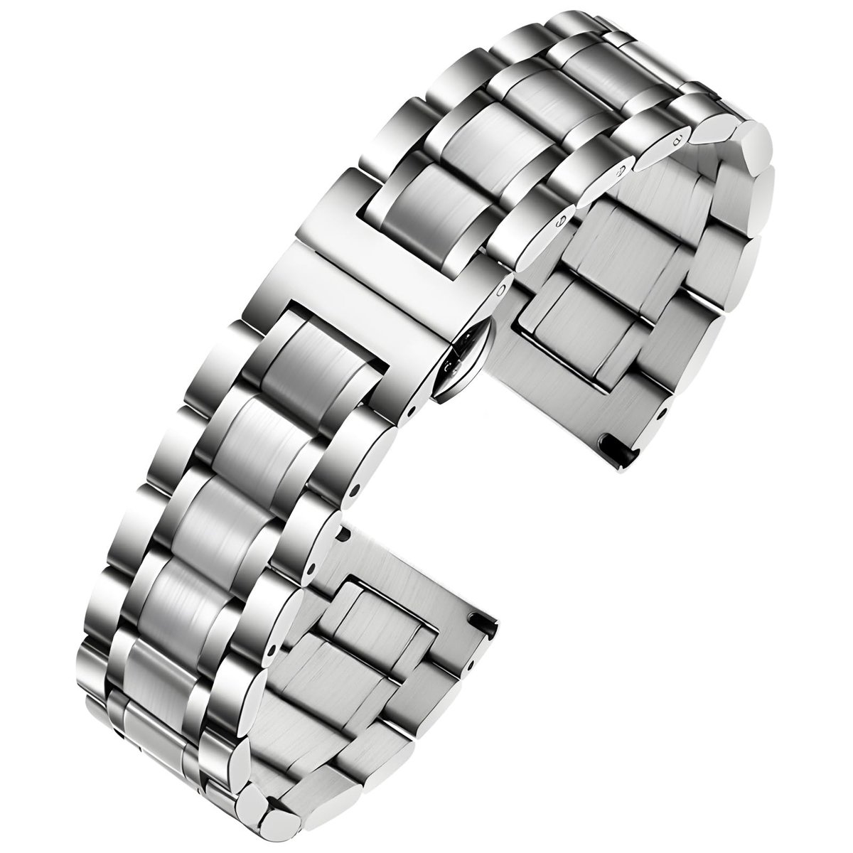 Dailygoods- Horlogeband Vervangend Roestvrij Staal - Quick Release/Horlogebandje - 12mm/16mm/18mm/20mm/22mm/24mm - Gepolijst/Geborsteld - Elegant Patroon - Schakels - Horloge