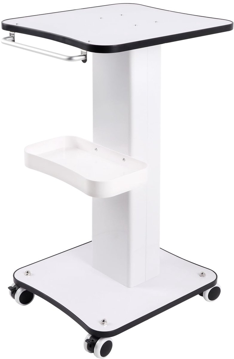 Dailygoods - Kalolary Schoonheidssalon trolley, aluminium rollende trolley met wielen, beauty instrument lade, schoonheidssalon trolley (zwart en wit)