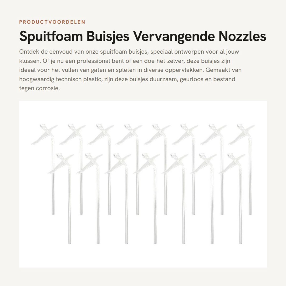 Dailygoods- Spuitfoam Buisjes 15 Stuks - Vervangende Buisjes - Kunststof Spleetvulling - Duurzaam - Corrosiebestendig - Lengte 195 mm - Spleetvuller