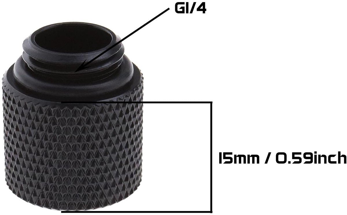 Dailygoods - 4 Stuks G1/4 Adapter voor Waterkoeling in Zwart