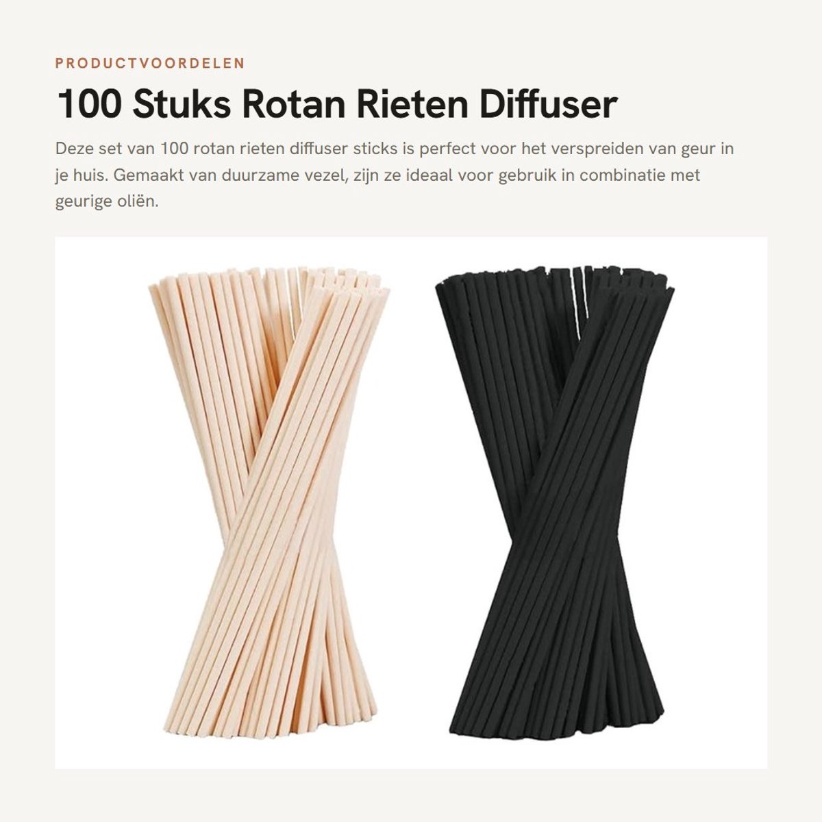 Dailygoods- Diffusersticks 100 stuks - Rotanstaafjes - Geurverdeler - Kamerg geur - Poreus - Eenvoudig in gebruik - Geurstokjes