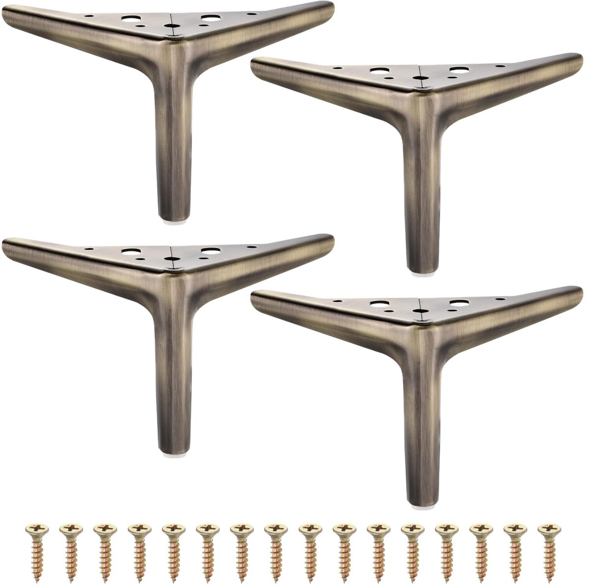 Meubelpoten, 12 cm, driehoekige zware meubelpoten, doe-het-zelf reservepoten voor bed, tafel, kast, bankstoel (brons)