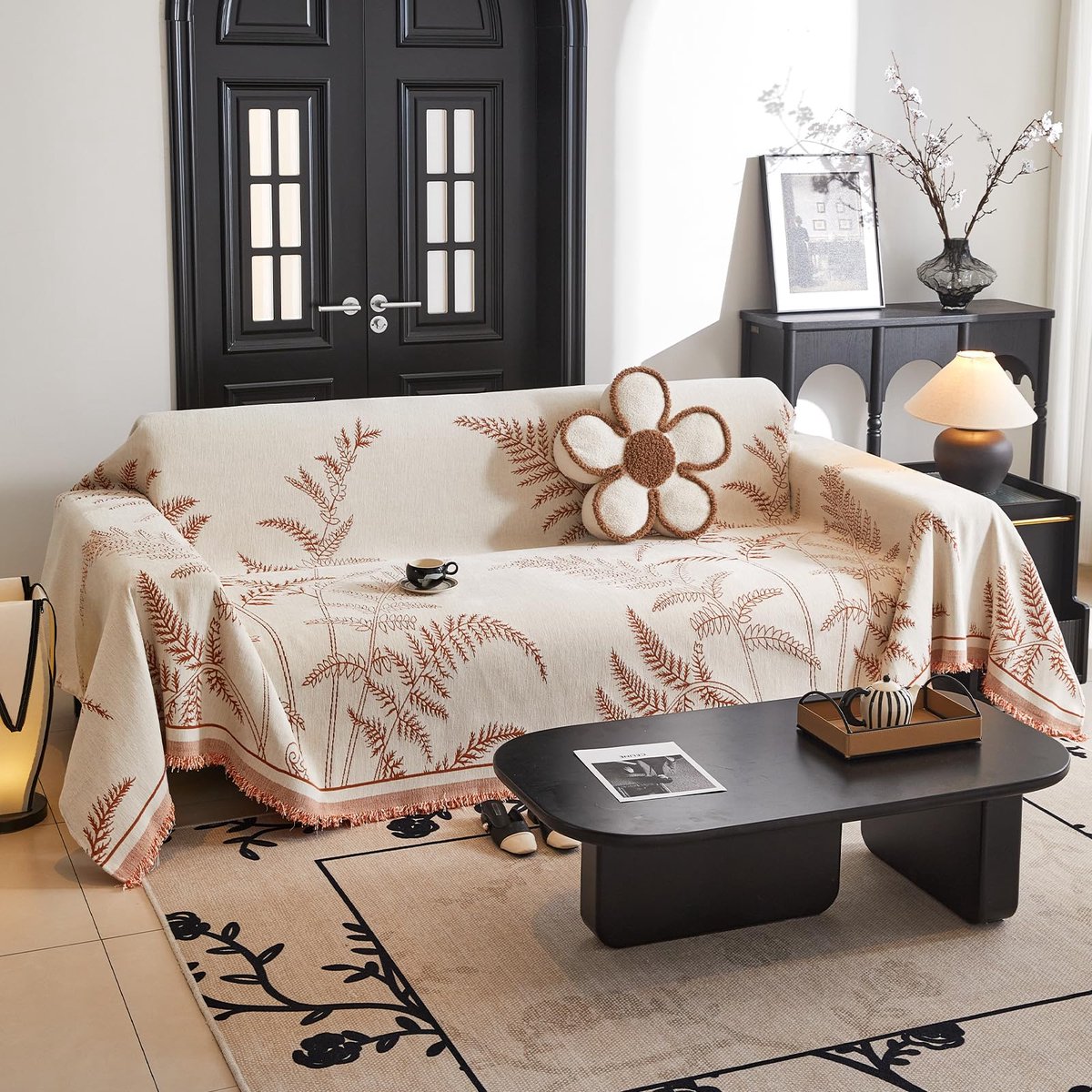 deken omkeerbare plaid voor banken dikke warme zachte deken voor bed settees fauteuils, geschikt voor alle seizoenen 180 x 340 cm-oranje