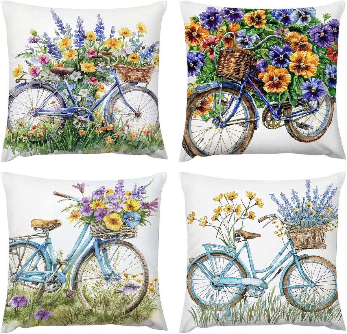 Buitenkussen, Waterafstotend Oppervlak Lentefiets Kussen, Tuinkussenhoes Balkon Sofa Decor voor Woonkamer Slaapkamer Set van 4 35x35cm, Kussensloop 14x14in G101