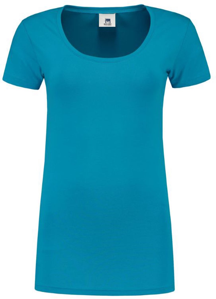 Lemon & Soda dames T-shirt met korte mouwen en een ronde hals in de kleur turquoise in de maat M.