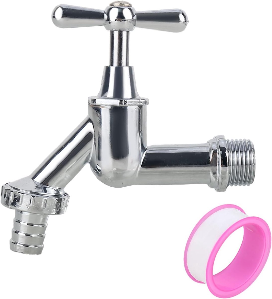 Kraan voor de tuin, 1/2 inch, messing kogelkraan, voor buiten, vorstbestendig, aftapkraan met 1 slangaansluiting, met 1 x rolafdichtband, waterkraan voor buiten, van messing roest