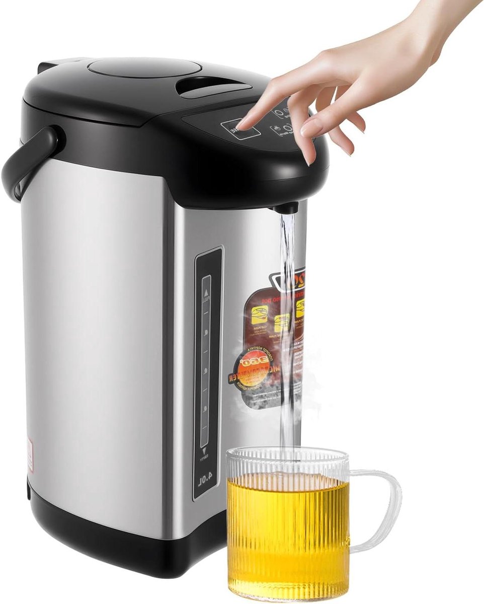 Warmwater Dispenser - Waterkoker Thermos - Snel Water Koken - Roestvrij Staal - 4 Liter Capaciteit - Wit
