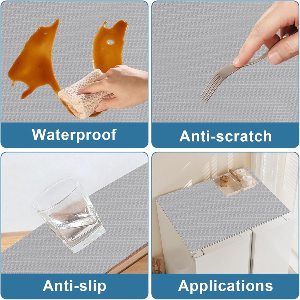 Lademat EVA-materiaal, waterdichte antislipmat, keuken, lade-inzet, keukenkastmat, niet-klevend, voor planken, kasten, laden, koelkasten (lichtgrijs/stippen, 50 x 500 cm)