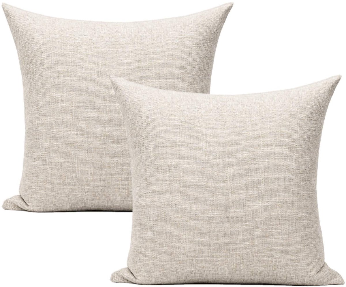 Smiles Kussensloop 45 x 45 cm Linnen Bankkussens Decoratief Effen Set van 2 Huisdecoratie Buiten voor Bed Slaapkamer Woonkamer