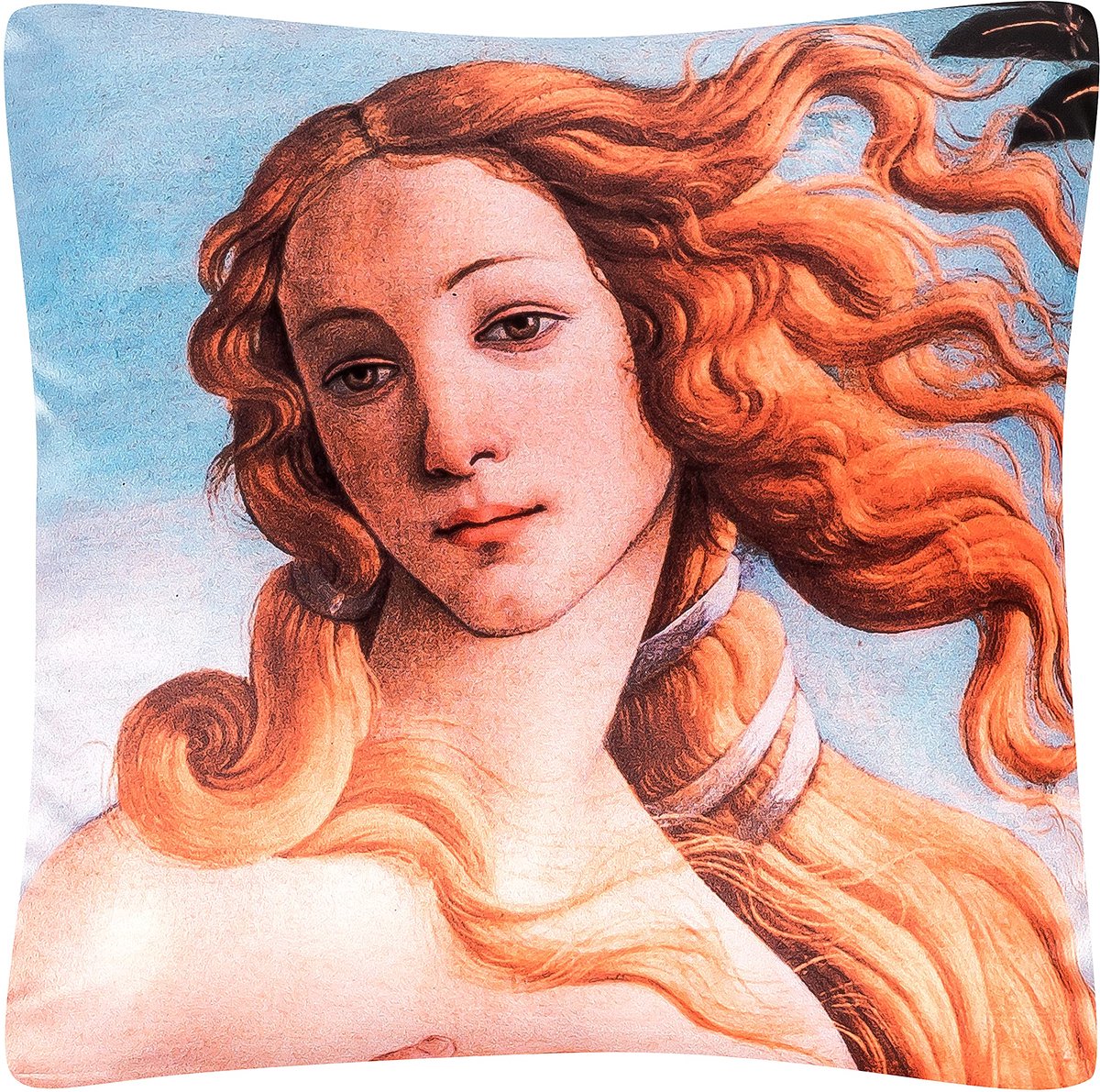 LILIENFELD Kussen Botticelli geboorte van Venus Motief Decoratief Kussen 40 x 40 cm Sofa Kussen Deco Huis Woonkamer Kussenhoes met Vulling Aan beide zijden bedrukt