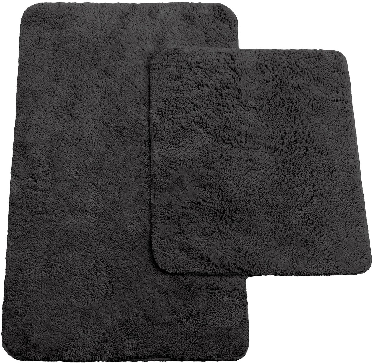 Badmatten set van 2 bestaan uit badmatten: ca. 50/80 cm en wc-mat ca. 45/50 cm zwart