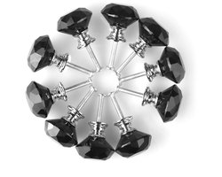 Sourcingmap Diamantvorm Kristalglas 30mm Keukenkast Deur Lade Knop Kast Dressoir Garderobe Pull Handvat met Schroeven, 10 stuks Zwart