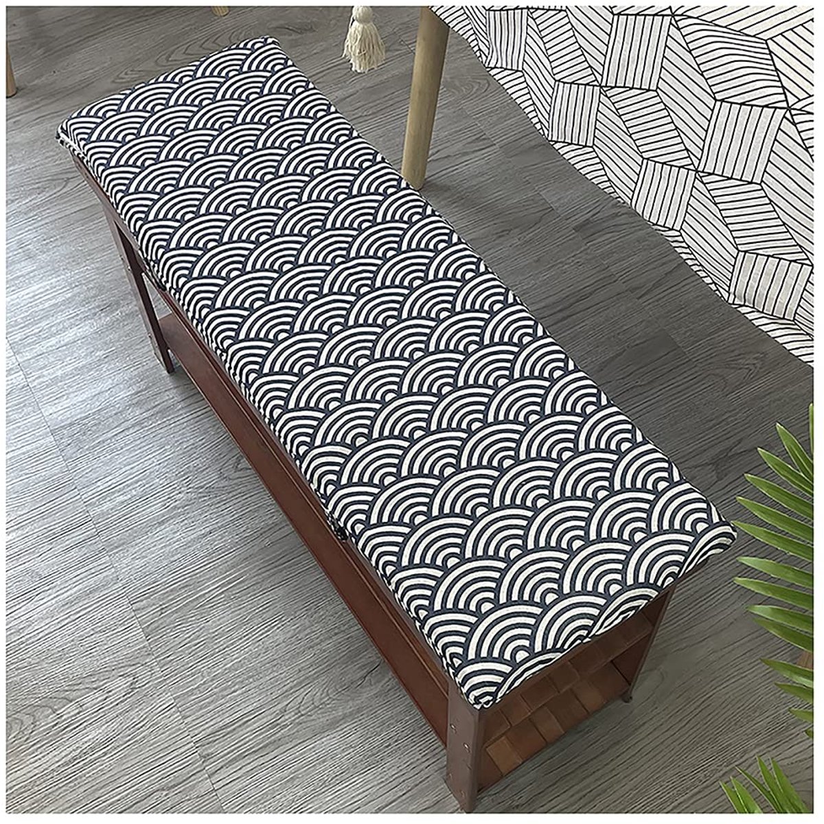 Bench Settee kussen, tuinbank kussen met bevestigingsbanden, 2 of 3 zitsbank Mat Pad Patio Bench Pad kussen Pad,2 cm (0,8 inch) 4 cm dik, Wasbare doek Cover Verschillende Maten-Water rimpelingen 120 ×