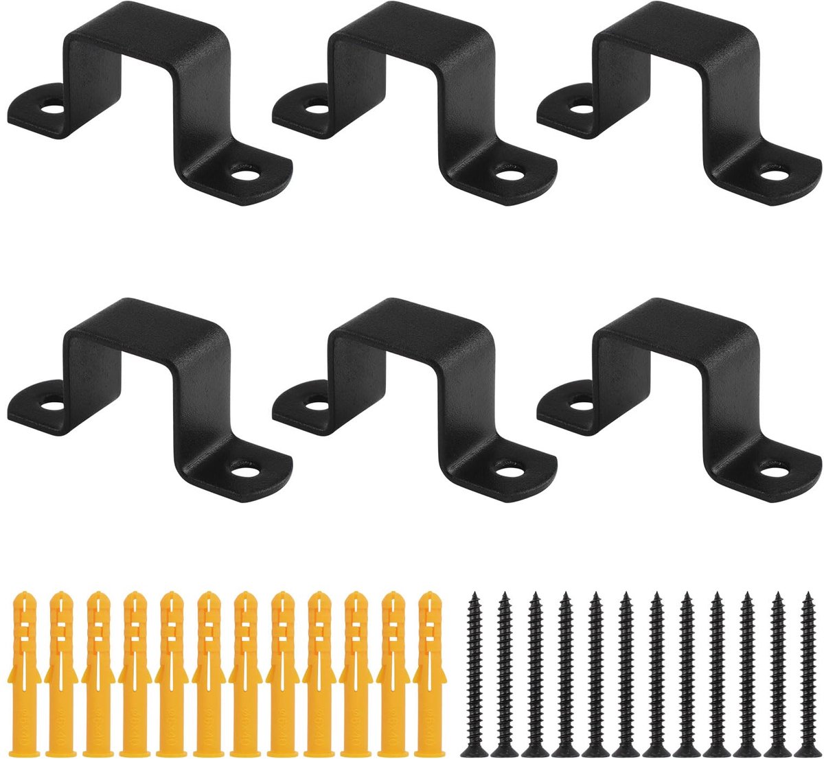 Zwarte buisriemklem, roestvrij staal, U-vormige klem voor waterpijp, paalomheining, trappenomheining (1 inch)