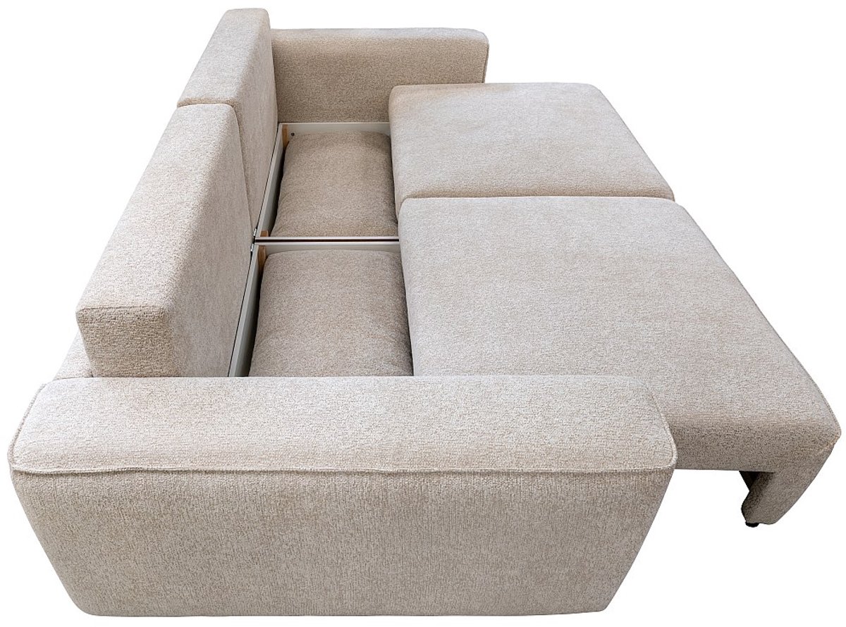 Vente-unique Driezitsslaapbank in beige chenillestof RICAPO