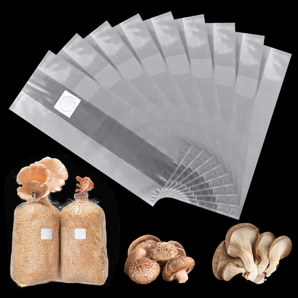 20 stuks dikke paddenstoelteeltzakken 320 x 500 x 0,06 mm, Mushroom Spawn Grow Bag met 0,2 micrometer filter, leuk cadeau voor paddenstoel- en groenteliefhebbers