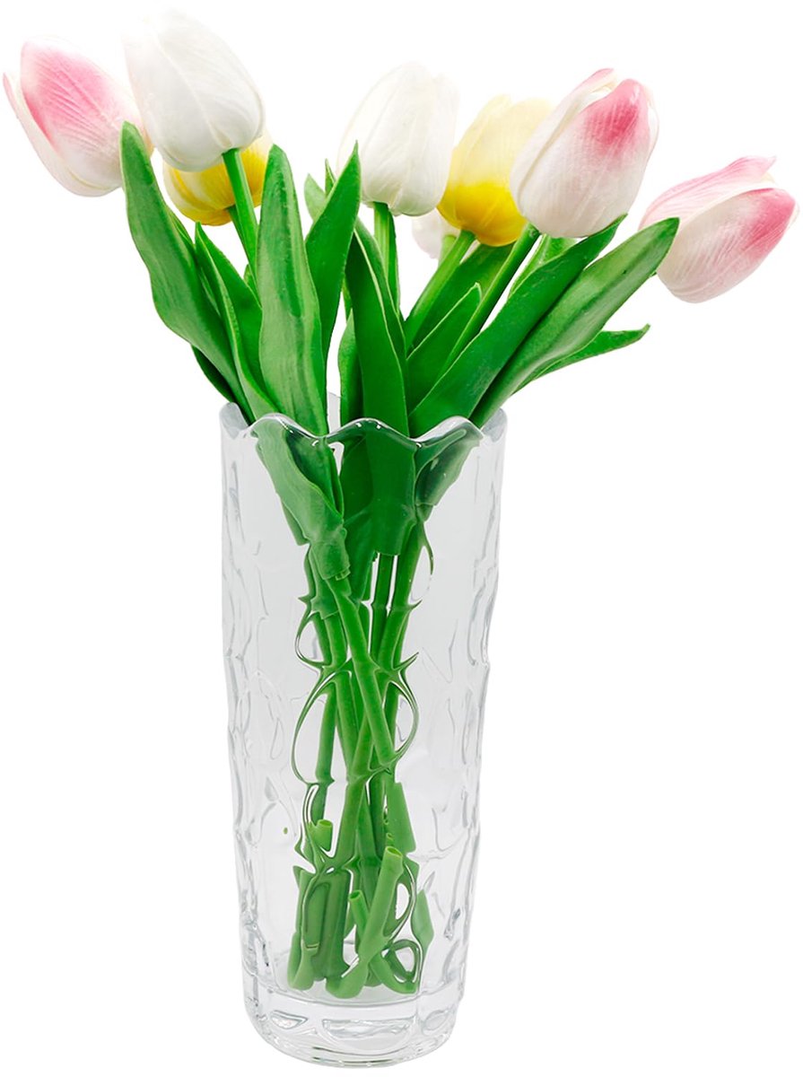 Vaas, verdikte heldere glazen bloemenvaas, tafelstuk, stippenpatroon ontwerp bloemenvazen voor thuis woonkamer slaapkamer
