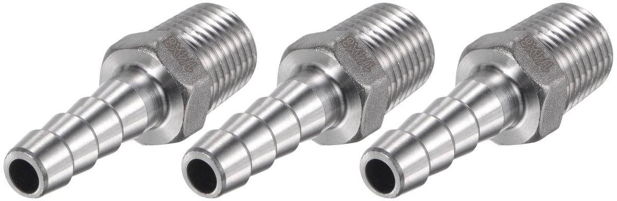 Slangtule 8 mm AD x1/4PT buitendraad 304 roestvrij stalen buisverbinder