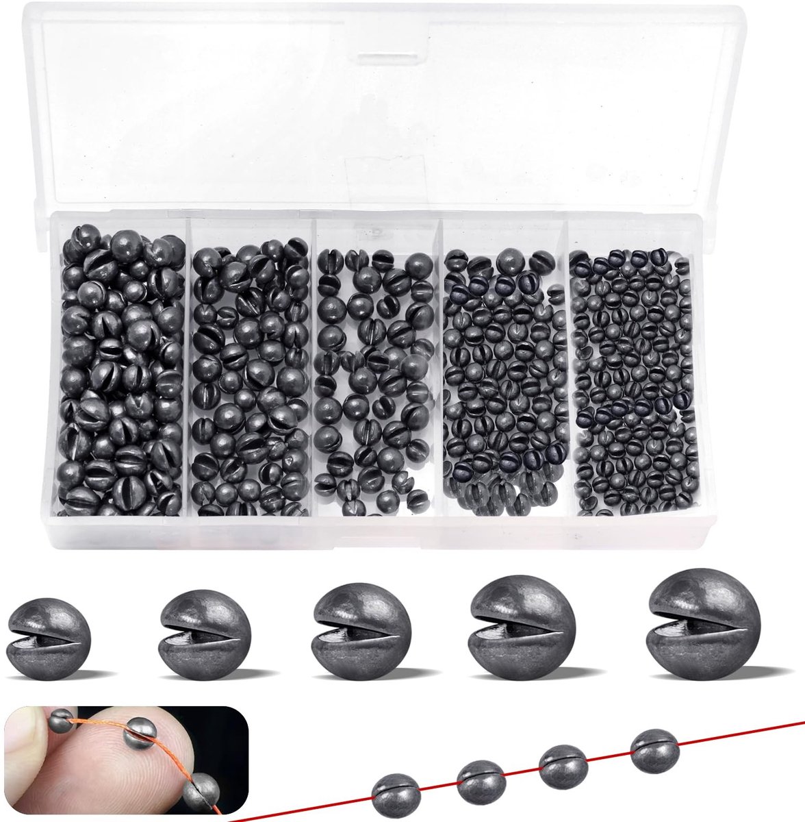 Dailygoods- Vislood 220 Stuks - Verwijderbaar Lood - Gewicht 0,2g/0,3g/0,4g/0,5g/0,6g - Stabiliseren Vislijn - Aas - Geschoten Vislood - Splitshot