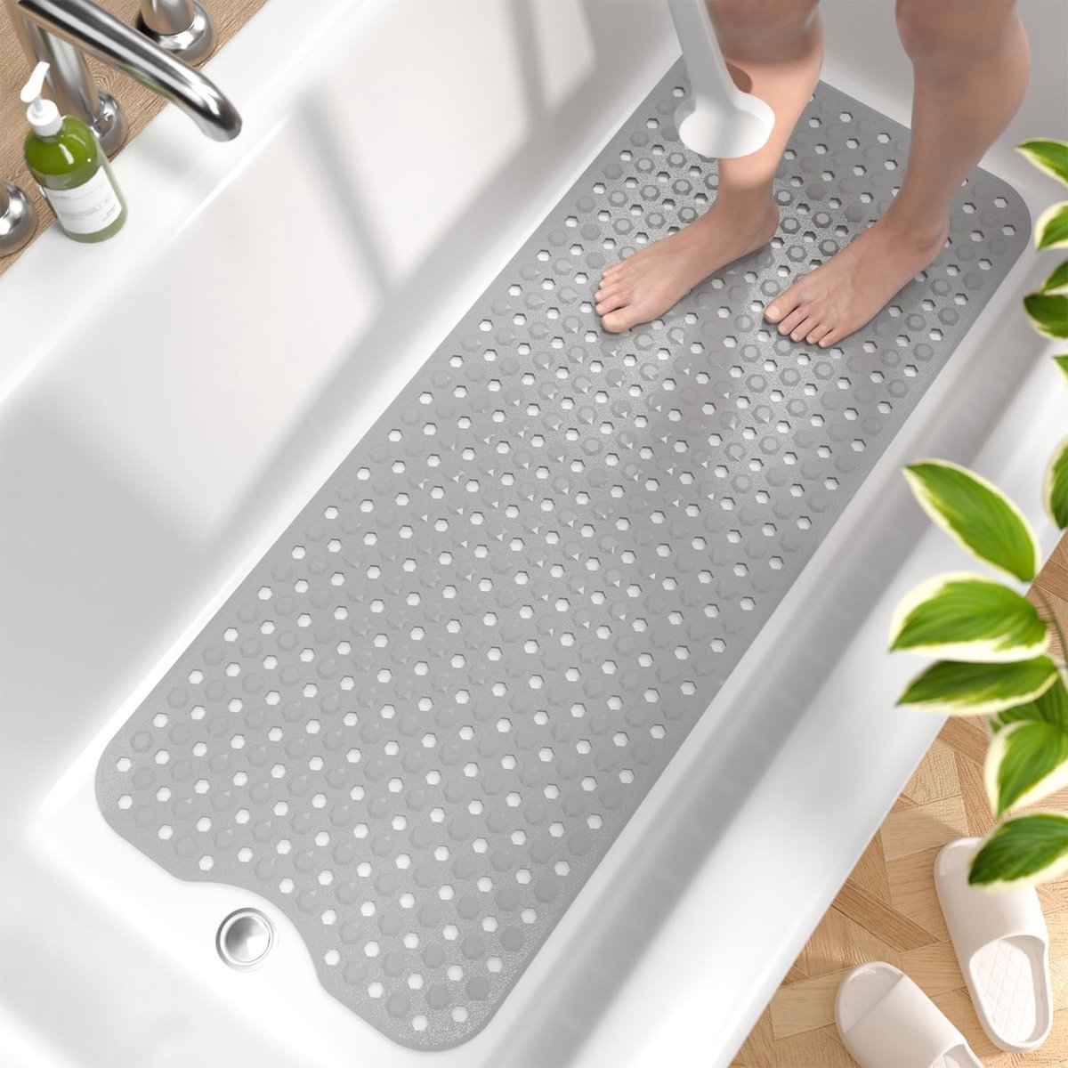 Dailygoods- Badmat Antislip 101 x 40 cm - Douchemat Antislip - Schimmelbestendig - BPA-vrij - Machinewasbaar - 142 Zuignappen