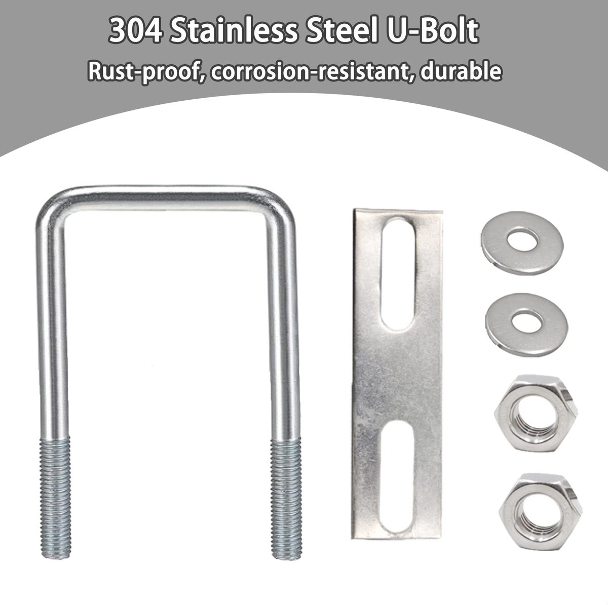 Vierkant, 100 x 180 mm Roestvrij Staal Met Moer Frameplaatring, M10 Voor Buisbevestiging Autoslepen Boot Reparatie (100 x 180 mm)