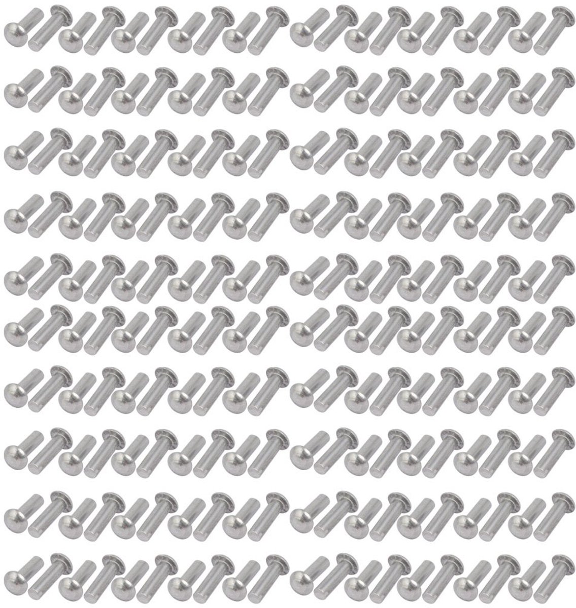Sourcingmap 200 stks M3 x 10mm Aluminium Halve Ronde Kop Solid Klinknagel Bevestigingsmiddel Zilver Tone