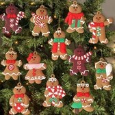 Koekemannetjes -Gingerbread Bear - Kerstboom Decoratie -Kerstboomversiering figuurtjes- Kersthangers Peperkoek figuren -12x