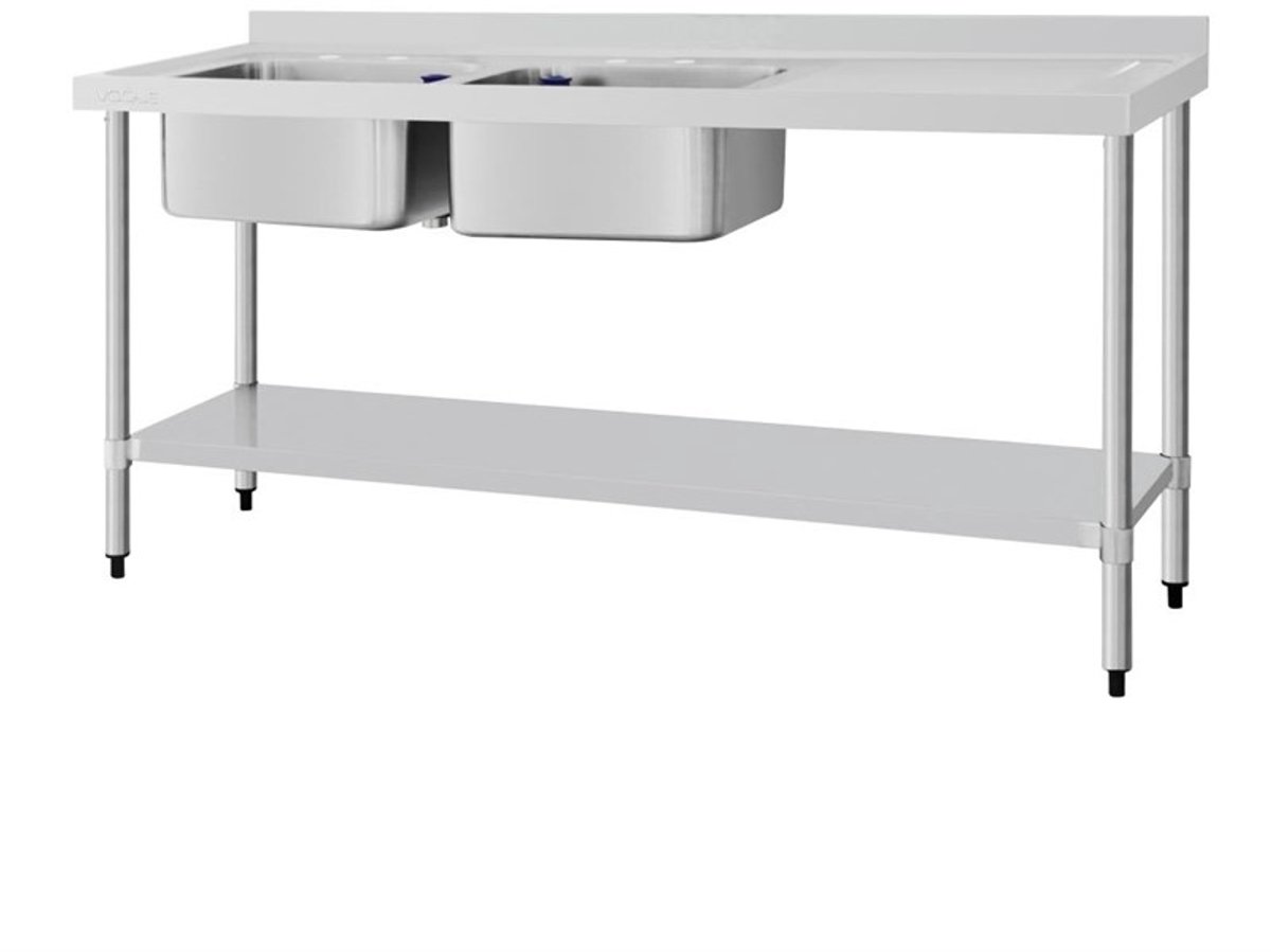 Vogue Spoeltafel Dubbele Spoelbak - Vogue DY827 - Horeca & Professioneel - Horeca & Professioneel Grijs