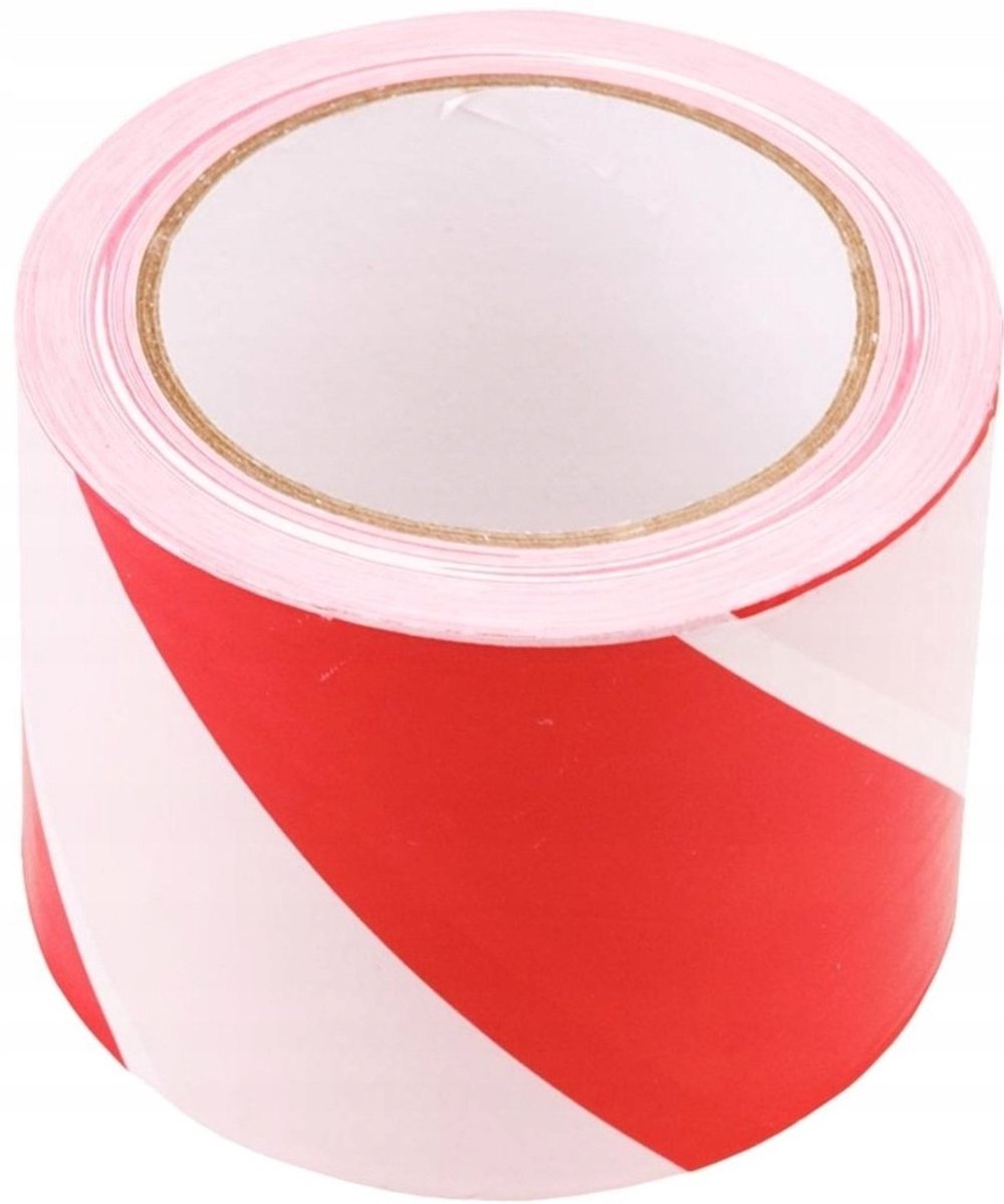 Waarschuwingslint 80 mm x 90 m, Wit-Rood