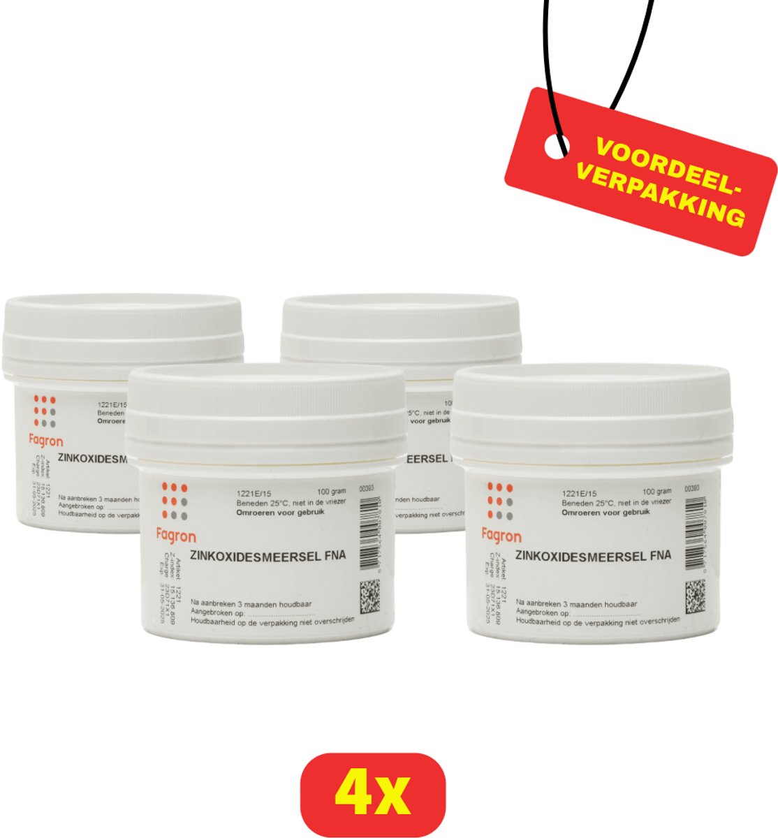 Fagron ZOK Zalf - Zinkoxidekalkwaterzalf - Bij Natte Huidaandoeningen - 4 x 100g - Voordeelverpakking