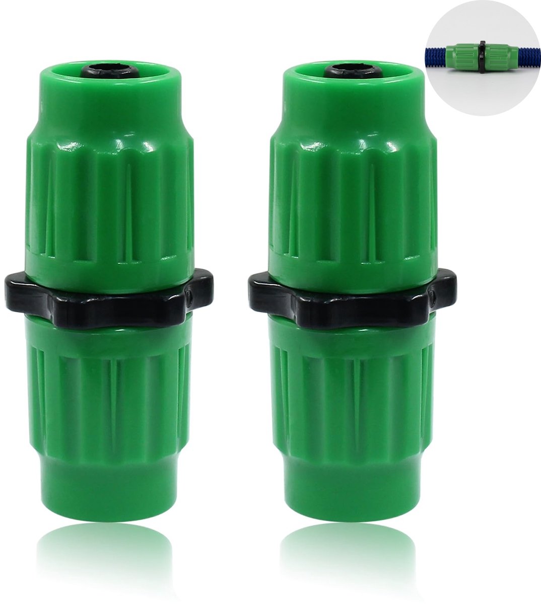 2 stuks - snelkoppeling voor waterslang - reparatie connector flexibele slang tuinslang koppeling - stevig - past op slang met binnendiameter 8mm en buitendiameter 11mm - autowassen, tuinbesproeiing - groen