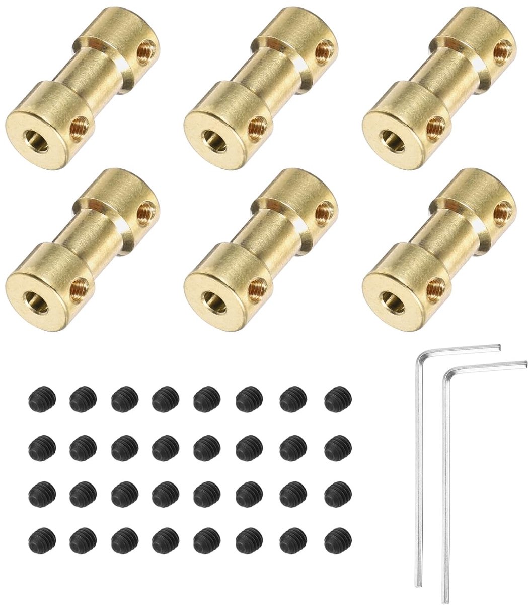 6 stuks 3,17 mm tot 4 mm messing askoppeling verbindingsstuk met schroeven en inbussleutel flexibele motoraskoppeling voor autobandasmotor