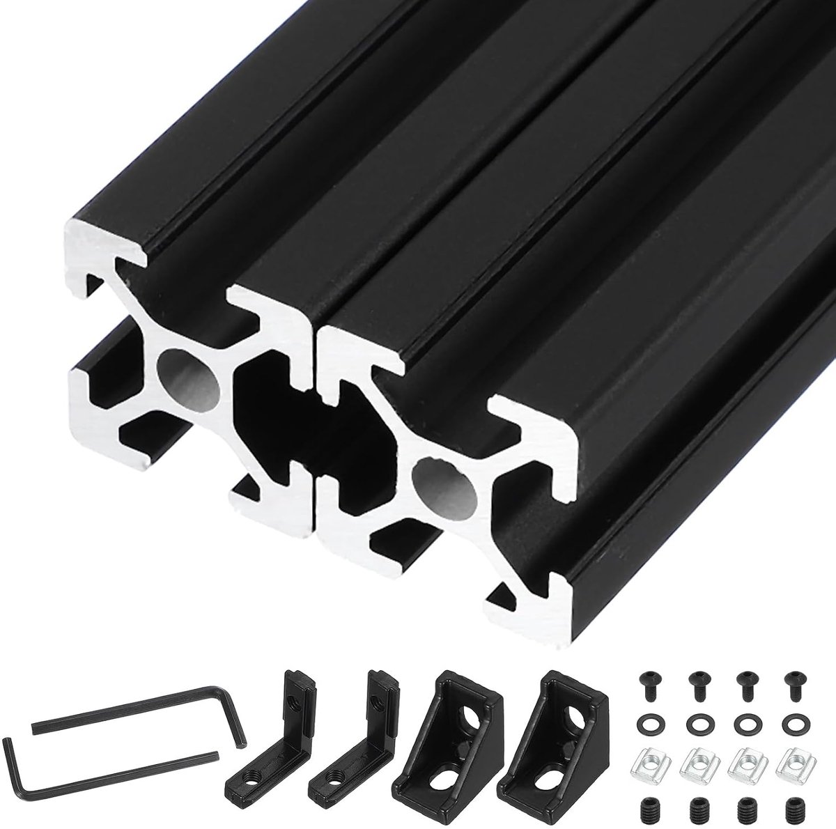 2 stuks 100 mm T-sleuf 2020 aluminium extrusie, Europese standaard geanodiseerde lineaire rail, geëxtrudeerd aluminium profiel rail 3D-printer, CNC DIY, zwart