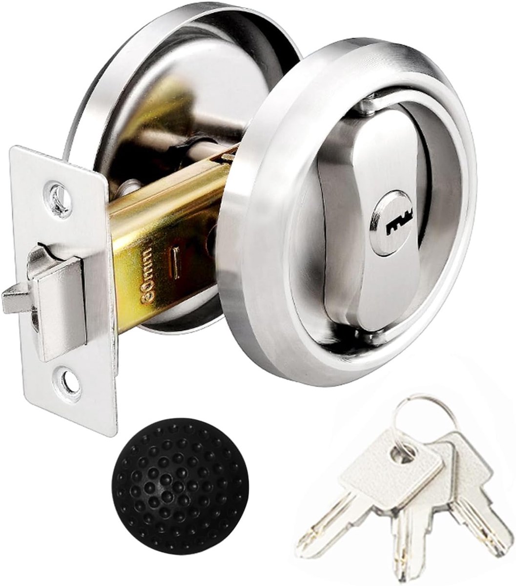 Ronde Pocket Deurslot,Passage Deurgreep Lock Knoppen Lockset - met 3 sleutels,Privacy Deurvergrendeling Set,304 roestvrij staal,slaapkamer,keuken,badkamer,Wasruimte deuren gooien Gate Lock