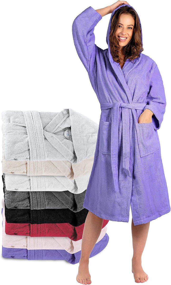 Accessoires voor Donna met Cappuccio in Spugna Certificaat Oeko Tex - 2 Zakken, Cintura - Vestaglia - voor gebruik in Doccia, Absorptie en Comfort