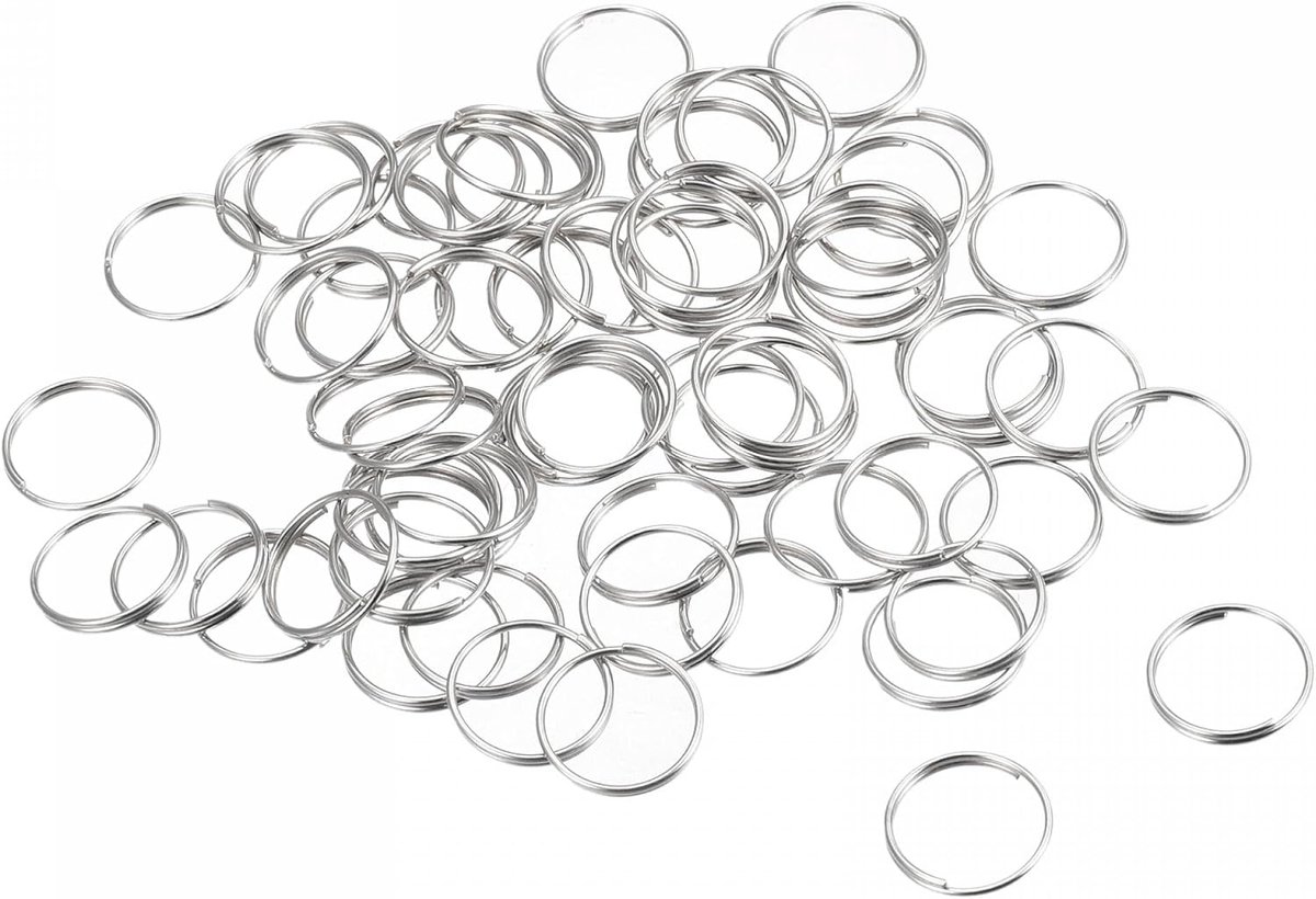 Sourcing map 200 stuks dubbele slijpen splitringen 12 mm ronde sleutelring delen zilverkleurig