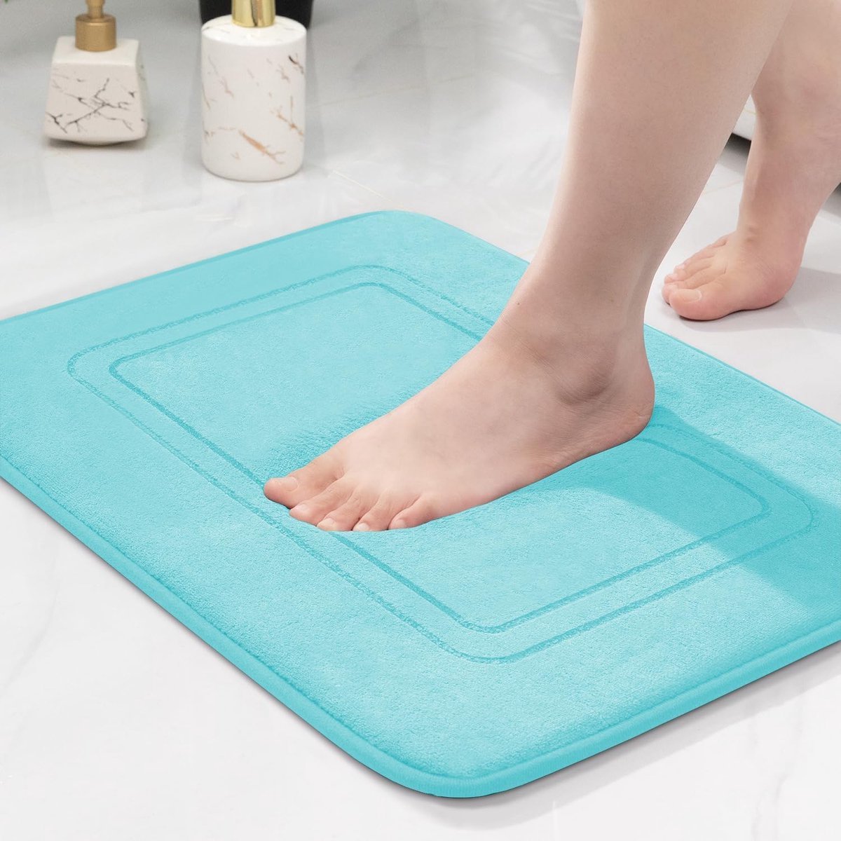 Chakme Badmat, antislip, absorberend, badkamerteppich, zachte badmat, badvoorlegger, douchemat, voetmat voor badkamer, blauwgroen, 43 x 61 cm