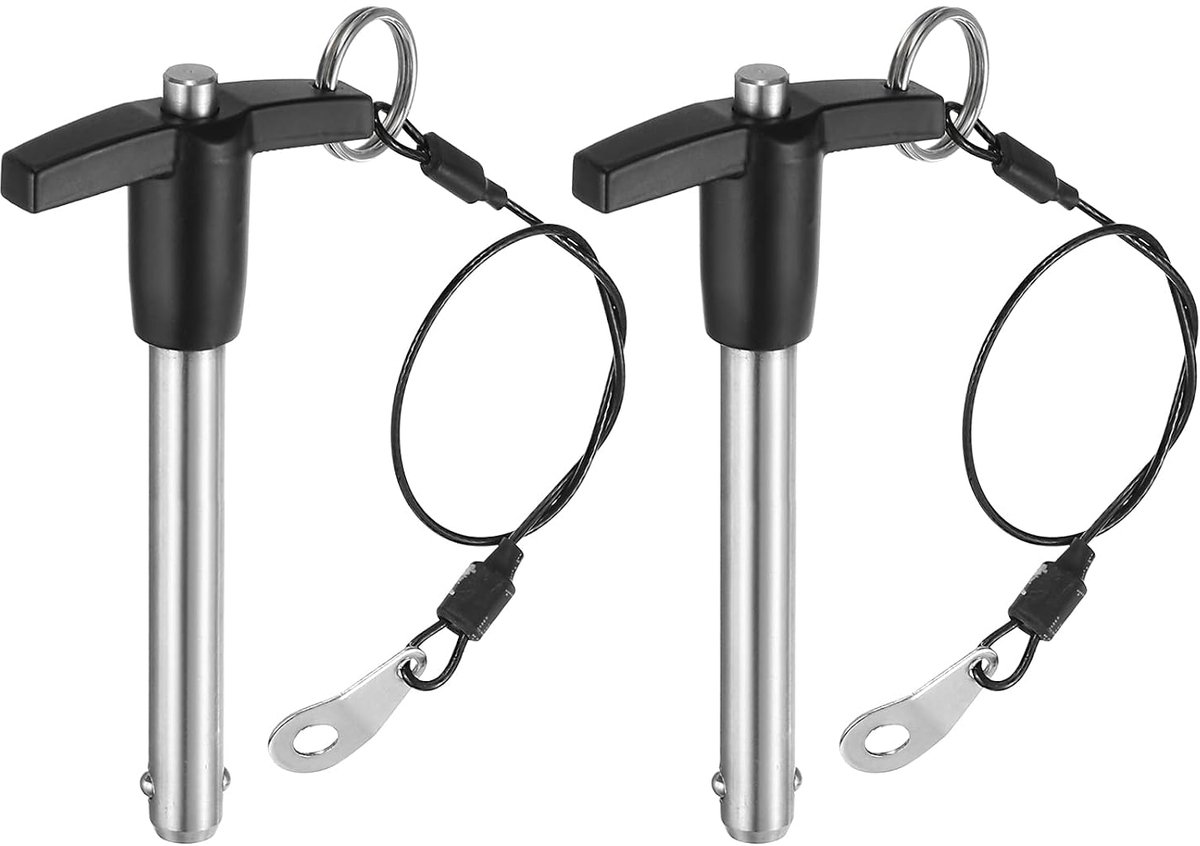 2-pins T-greepvergrendeling, 10 mm x 60 mm, nuttige lengte van roestvrij staal, snelontgrendelingspin met drukknop
