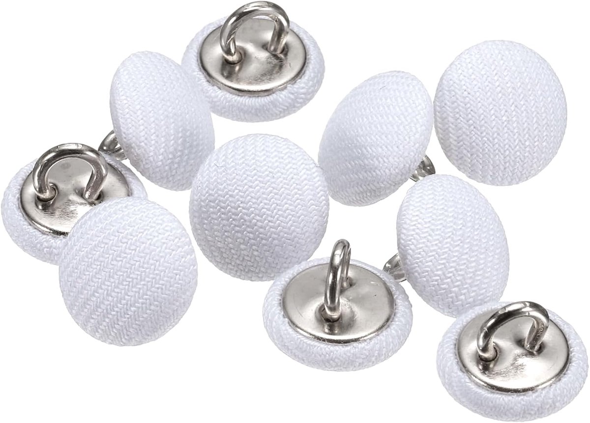Knopen 10 mm 3/8 inch rond met metalen schacht satijn voor naaien en knutselen voor bruidsjurken, avondjurken, tops, wit