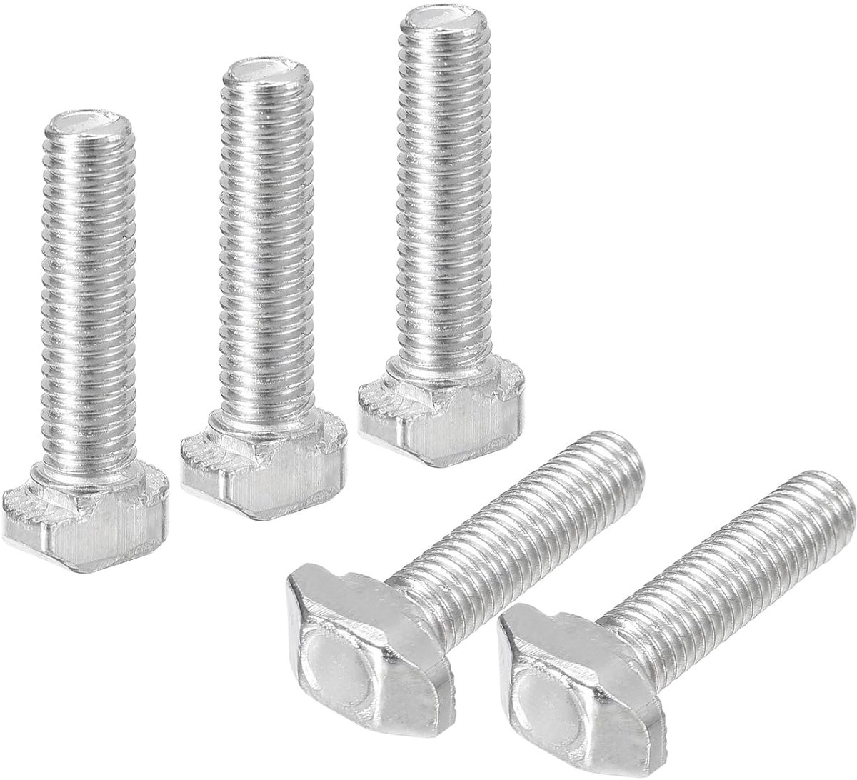 30 stuks T-sleufbouten, M5 x 20 mm hamerkopschroef T-schroef voor aluminium extrusieprofiel serie 2020, koolstofstaal vernikkeld, zilver