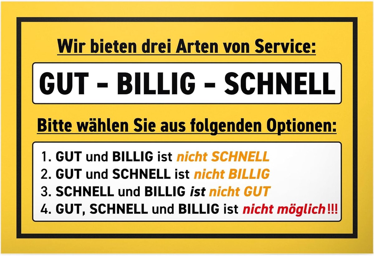 Drie soorten service - kunststof bord 30 x 20 cm - deco party geschenk geschenkidee collega vrienden kantoor - grappige spreuk spreuk verjaardagscadeau kaart wanddecoratie deurbord