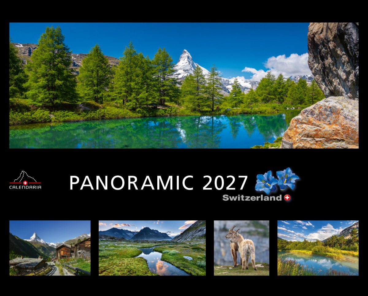 Calendaria - Tischkalender 2027 - Panoramic Switzerland 2027- Zwitserland - Kalender - Formaat: 15,5 x 12.5 cm