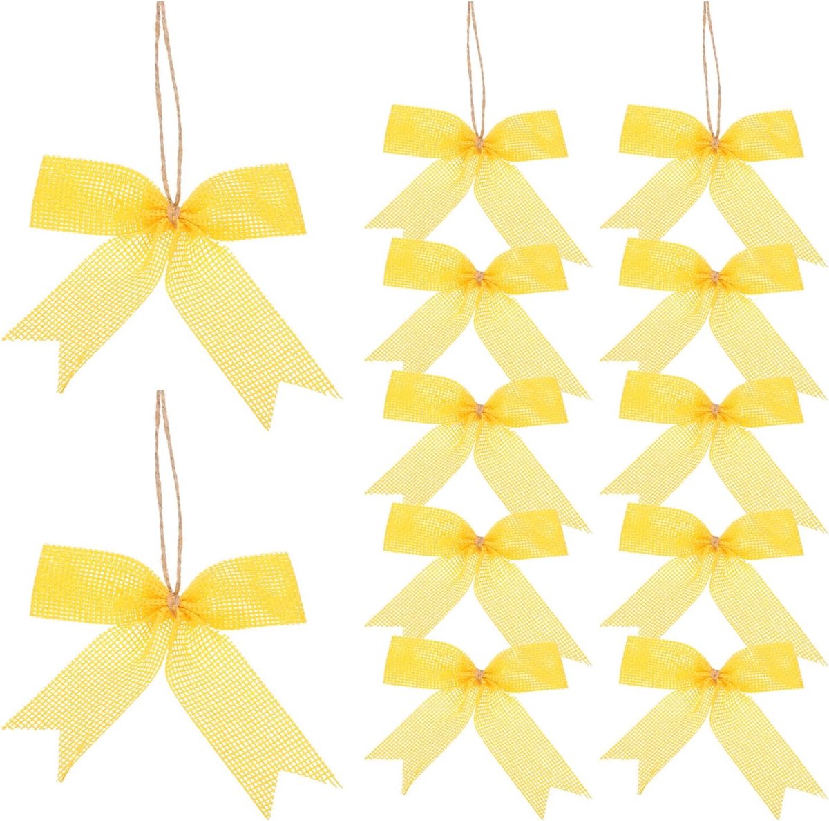 Strikken voor Ambachten, 12 stuks Handgemaakte Strik Natuurlijke Decoratieve Ornament Strik Voorgebonden Kerst Strik voor Festival Vakantie Party Supplies, Geel