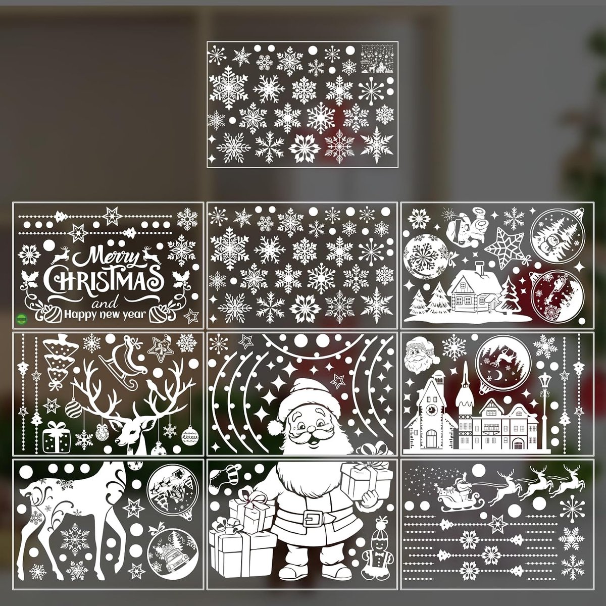 Raamstickers voor Kerstmis, zelfklevend, 202 stuks, winterraamafbeeldingen, sneeuwvlokken, raamdecoratie, kerstmotieven, raamafbeelding, Kerstmis, raamdecoratie, raamstickers (B)