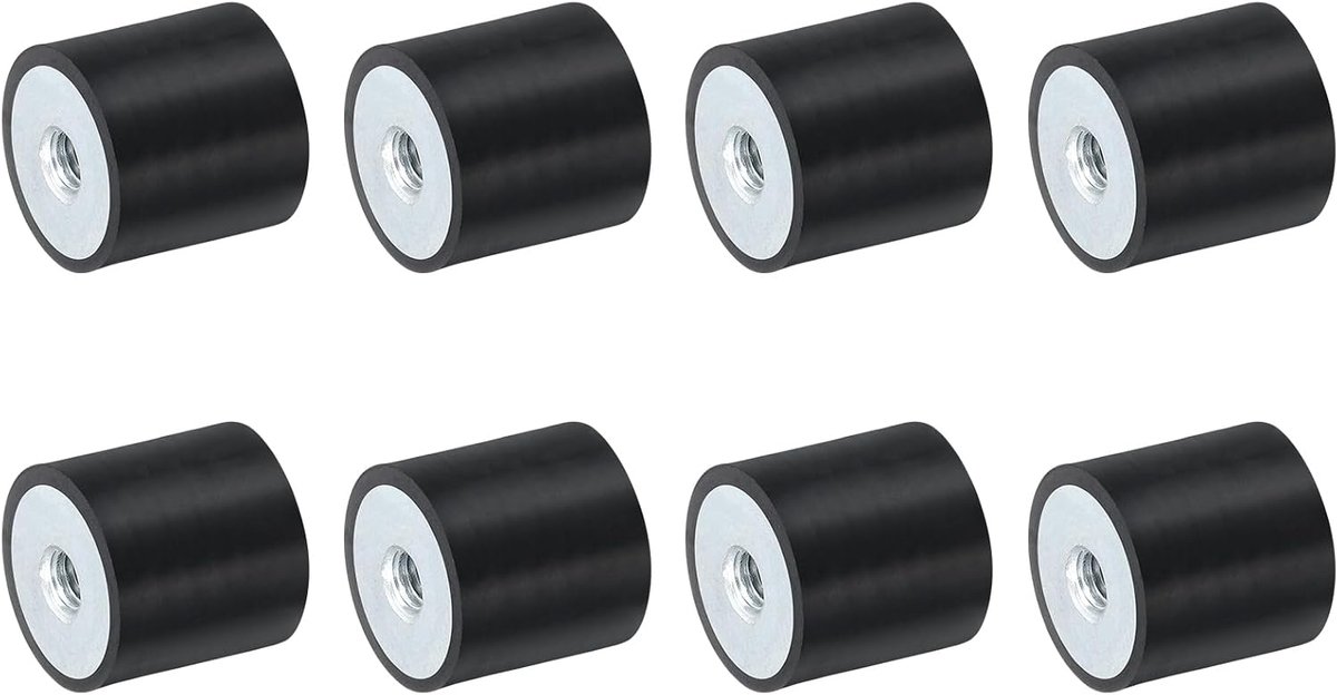 8 stuks 30 x 30 mm M8 schroefdraadbussen van rubber, trillingsisolatoren, vervangt anti-vibratiepads plat Silentblok-basisblok