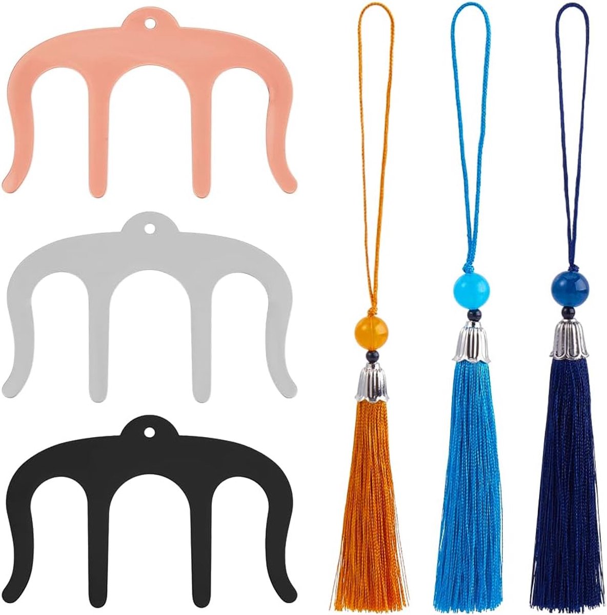 4 sets metalen muziekklemmen, 4 stuks 3 kleuren M-vormige muziekklemmen van roestvrij staal en 4 polyester kwasthangers, zijhouder voor pianonoten als muzikantaccessoire en toetsenborddecoratie