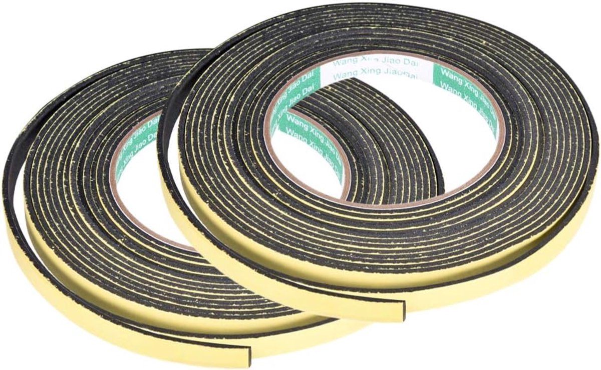 Sourcing map Schuimrubberen afdichting, 2 stuks, 5 mm breed, 3 mm dik, 13 m lijmstrips 10mm(W) x2mm(T) x16.4Ft(L)