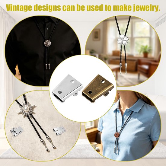 12 Bolo-Das-Schuifsluitingen DIY-Kettingen Sieradenmaken 2 Kleuren - Premium Metalen Bolo-Das-Schuiven met Veilige Sluiting voor DIY-Kettingen Knutselprojecten Sieradenmakers en Reparaties — afbeelding 4