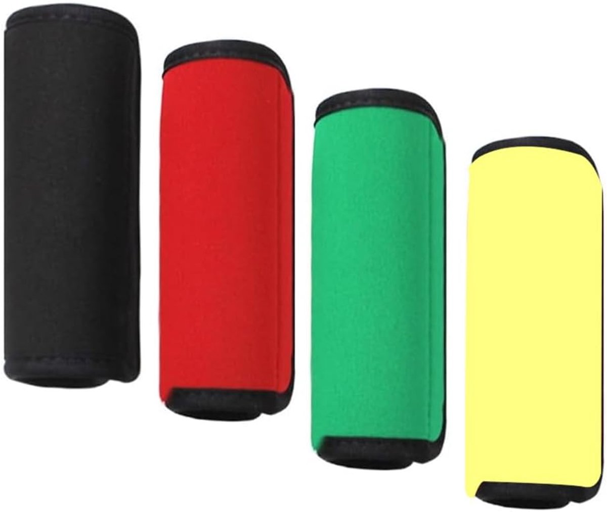 4 stuks neopreen bagagegrepen in 4 verschillende maten voor reistassen, bagage en koffers (zwart, rood, groen, geel)
