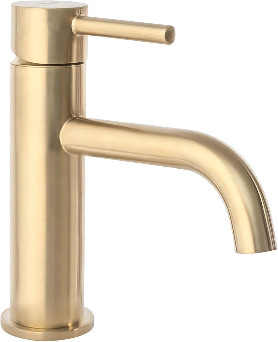 Kraan LUNGO LUNGO GOLD BRUSH kraan badkamer badkamerkraan van messing kraan voor wastafel badkamer mengkraan spoelbak eengreeps (goud)